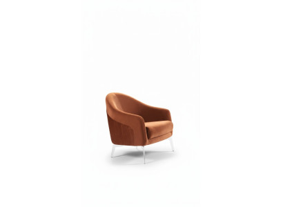 Ontwerp bank fauteuil bank stoffering 1 zits textiel eenzitter Nieuw bruine kleur.
