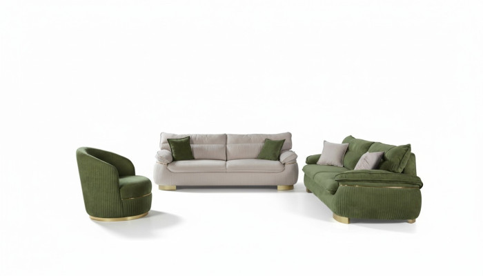Sofaset 3+3+1 zits bank grijs bank stoffering set stof meubels