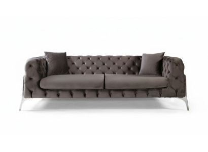 Chesterfield grijze bank 3-zits woonkamer banken textiel bekleding