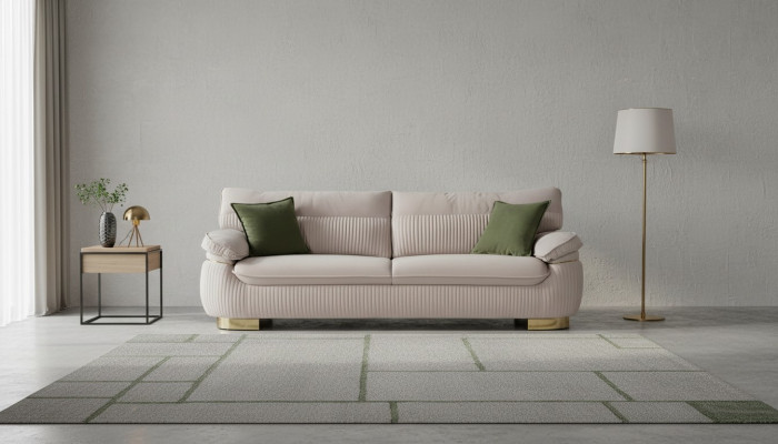 Moderne bankstellen 3-zits Zachte bank bekleding Ontwerp Woonkamer Beige