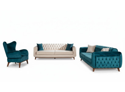 Bankstel set 3+3+1 Gestoffeerde bank van stof Woonkamer Chesterfield 3-delig
