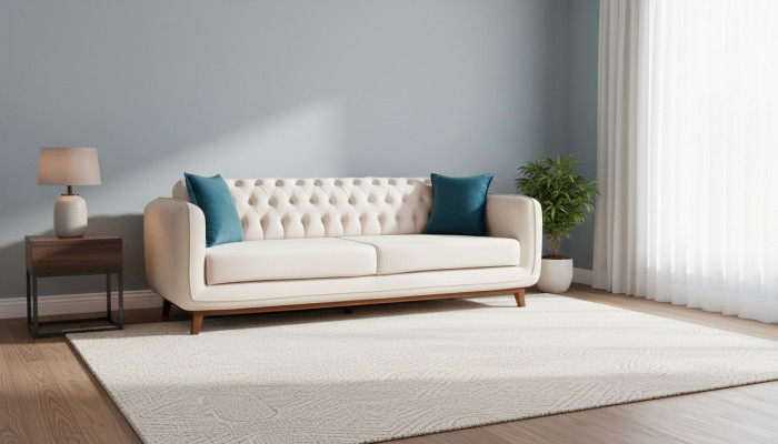Driedelige bank Gestoffeerde bank Stoffen meubels Beige wit Fluweel