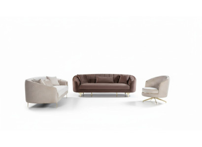 Luxe woonkamerbankstel bruin beige set 3+3+1 zitgroepen