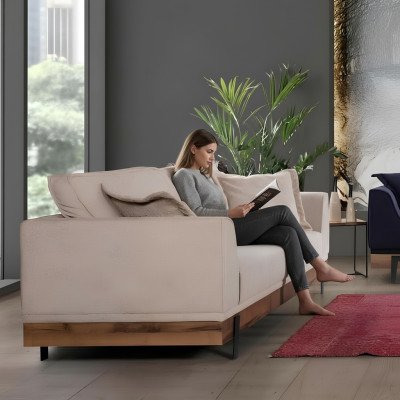Ontwerp Bank 3-zits Gestoffeerde Bank Moderne Banken Kamermeubilair Beige