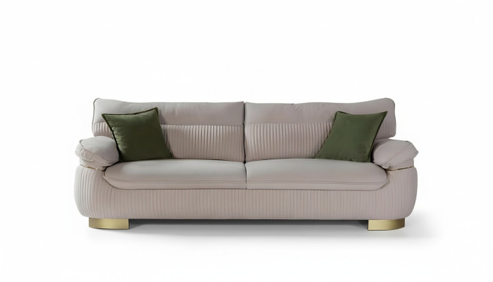 Driesitsbank 3-zitsbank bank van stof bank meubels modern fluweel zacht beige