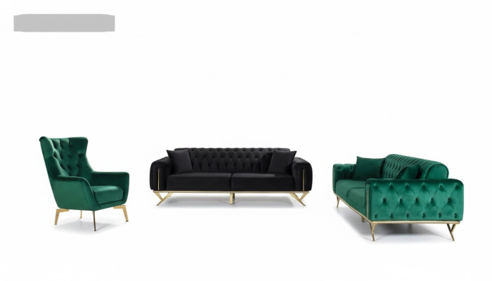 Sofa set 3+3+1 zitplaatsen fauteuils banken Driezitter Chesterfield-set