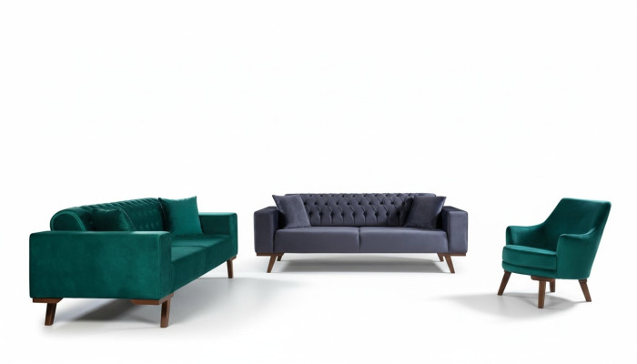 Sofaset 3+3+1 zitplaatsen Woonkamerstijl Bank Paars Turkoois