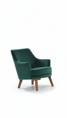 Woonkamer fauteuil met 1 zitplaats in groene kleur, gemaakt van polyester stof in een modern design.