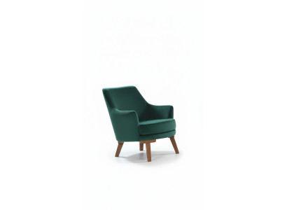 Woonkamer fauteuil met 1 zitplaats in groene kleur, gemaakt van polyester stof in een modern design.