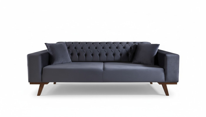 Ontwerpbank Driepersoons Moderne Bank grijs Meubels Bekleding Hout