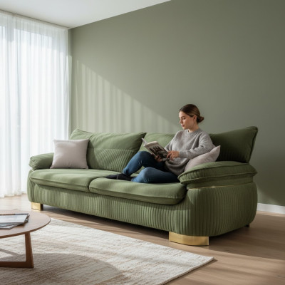 Moderne textielbanken 3-zitsbank Drieseter gestoffeerde meubelen Kleur Groen