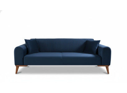 Elegante blauwe driezitsbank bank woonkamer zitmeubelen fluweel