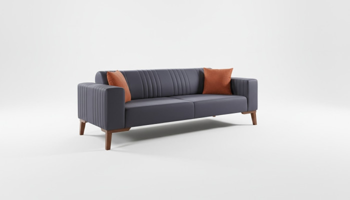Grijze driezitsbank Elegante bank Zitmeubilair Woonkamer Fluweel