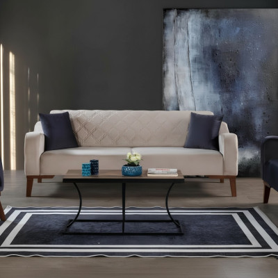 Beige driezits bank Elegante bank Woonkamer meubels Fluweel