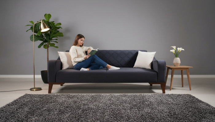 Elegante Zwarte Driepersoons Bankstel Sofa Woonkamer Zitmeubelen Fluweel
