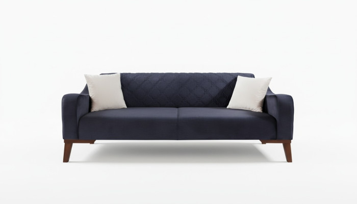 Elegante Zwarte Driepersoons Bankstel Sofa Woonkamer Zitmeubelen Fluweel
