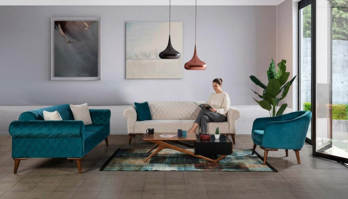 Luxe bankstel 3+3+1 zitsbank stoffen textielstijl fauteuil