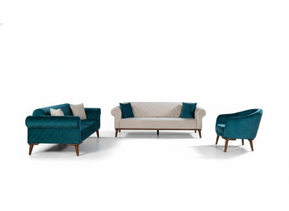 Luxe bankstel 3+3+1 zitsbank stoffen textielstijl fauteuil