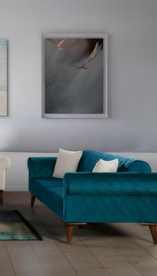 Turkoois driezitsbank Elegante bank Woonkamer Zitmeubelen Fluweel