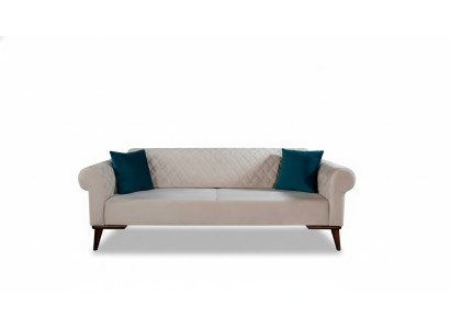 Beige driepersoonsbank Elegant bankstel Woonkamer Fluweel