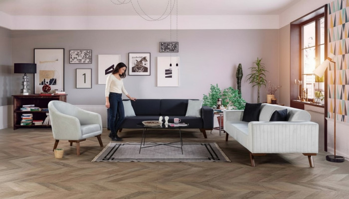 Luxe bankstel Driezits 3+3+1 zitplaatsen Stof Bank Fauteuil Textiel Stijl