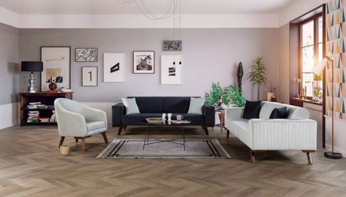 Luxe bankstel Driezits 3+3+1 zitplaatsen Stof Bank Fauteuil Textiel Stijl