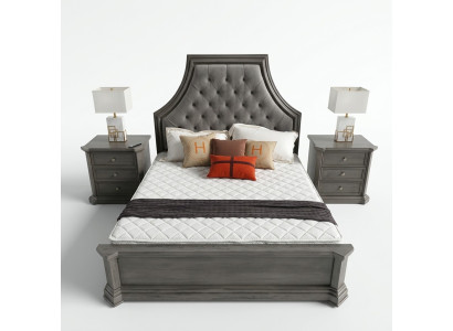 Slaapkamer set Bed + 2x Nachtkastje Bedden Tweepersoonsbed Meubels Chesterfield Nieuw