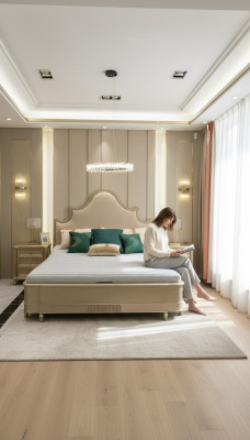 Ontwerp Dubbel Hotel Bed Slaapkamer Houten Meubels Bedbekleding Hout 180x200 Nieuw.
