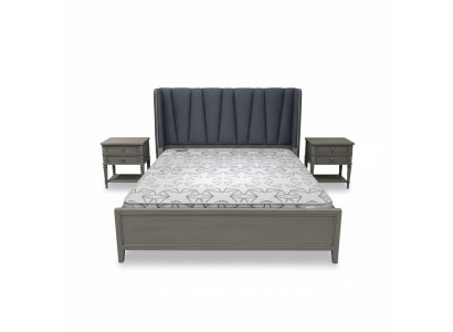 Modern bed upholstery design luxury double hotel beds furniture marriage wooden beds gray
