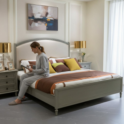 Slaapkamer set Bed + 2x nachtkastje commode Bedden Tweepersoonsbed Meubels 3-delig. Hout