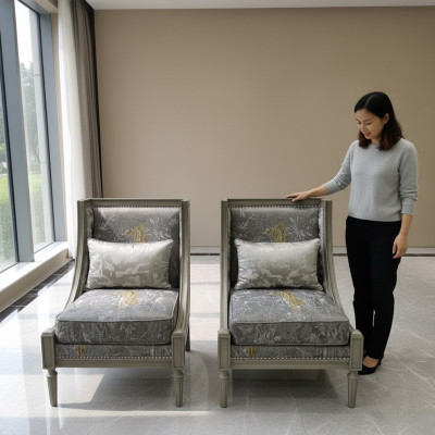 Fauteuil luxe bekleding ontwerper textiel 1-zits gestoffeerde stoel meubilair nieuw