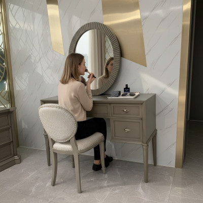 Kaptafel Spiegel Krukje Luxe Compleet Slaapkamer Set 3-delig Houten Consoletafels