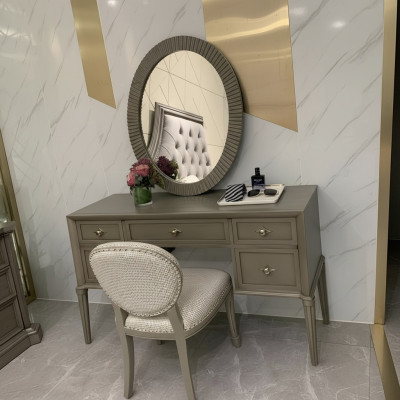 Kaptafel Spiegel Krukje Luxe Compleet Slaapkamer Set 3-delig Houten Consoletafels
