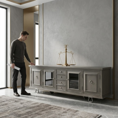 Console kast laag dressoir meubels kasten dressoir woonkamer sideboard hout grijs.