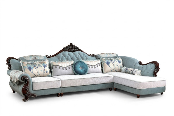 Klassieke textiel bankstel Chesterfield hoekbank hoekkussen bekleding bank