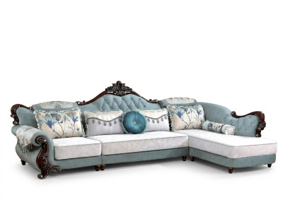 Klassieke textiel bankstel Chesterfield hoekbank hoekkussen bekleding bank