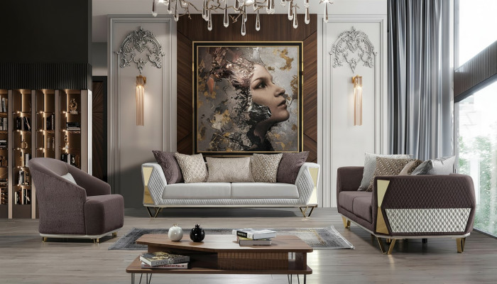 Garnituur bankstel 3+3+1-zits bank fauteuil banken Modern Bruin nieuw