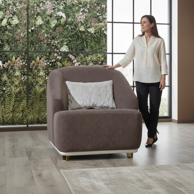 Fauteuil Eenpersoons 1-zits Bank Bank Woonkamer Meubels Metaal met Textiel