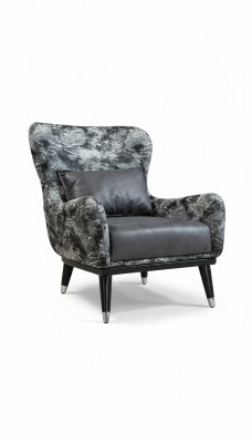 Woonkamer fauteuil met gestoffeerde zitting in modern design met slangenprint bekleding.