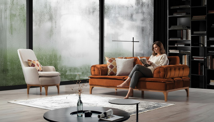 Bankstel bankstel banken bank fauteuil driezits 3+1 zits oranje