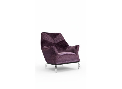 Fauteuil enkelzitter 1-zits gestoffeerde stoel Designerstoel Stof Modern Paars