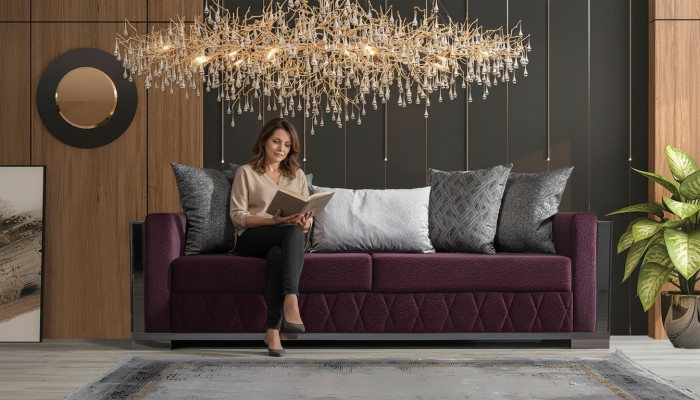 Moderne bank Banken Ontwerp Bank Driezitsbank Zit Burgundy bank 3-zitsbank
