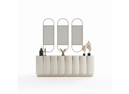 Woonkamer dressoir wit Spiegel Materiaal Hout met Metaal Stijl Modern