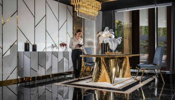 Eetkamer set stoelen eettafel dressoir tafels 6-delig roestvrij staal goud