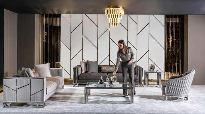 Bankstel 3+3+1 zits salontafel bijzettafel bank fauteuil set 5-delig.