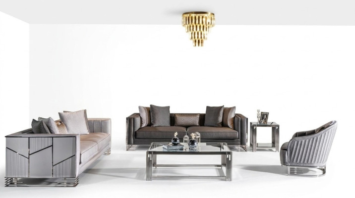 Bankstel 3+3+1 zits salontafel bijzettafel bank fauteuil set 5-delig.