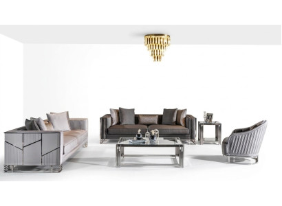 Bankstel 3+3+1 zits salontafel bijzettafel bank fauteuil set 5-delig.