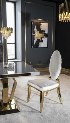 Eetkamerstoel wit Luxe metaal met textielstoelen Moderne stijl Fauteuil