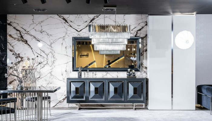 Dressoir Spiegel Woonkamer grijs Ladenkast Hout Metaal Stijl Modern Kast