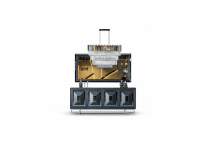 Dressoir Spiegel Woonkamer grijs Ladenkast Hout Metaal Stijl Modern Kast
